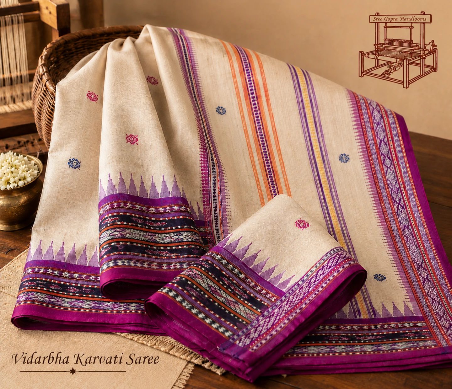 Vidarbha Karvati Tussar available at Sree Gopra Handlooms Hyderabad